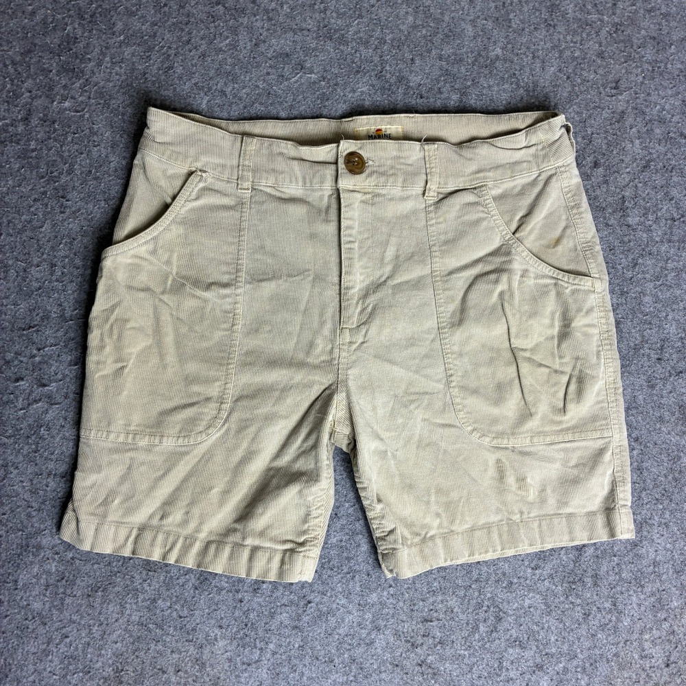 Marine Layer Women's 32x6 Corduroy Utility Shorts Khaki Tan Beige Mid Rise